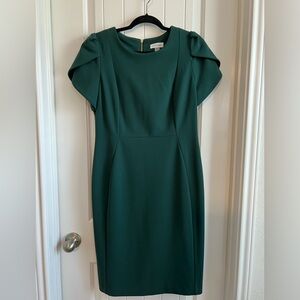 Calvin Klein Women's Tulip Sleeved Above The Knee Sheath Dress - Green - Size 12